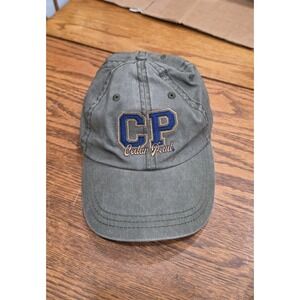 Cedar Point CP Baseball Hat Olive Green Embroidered Adjustable Strapback Cap